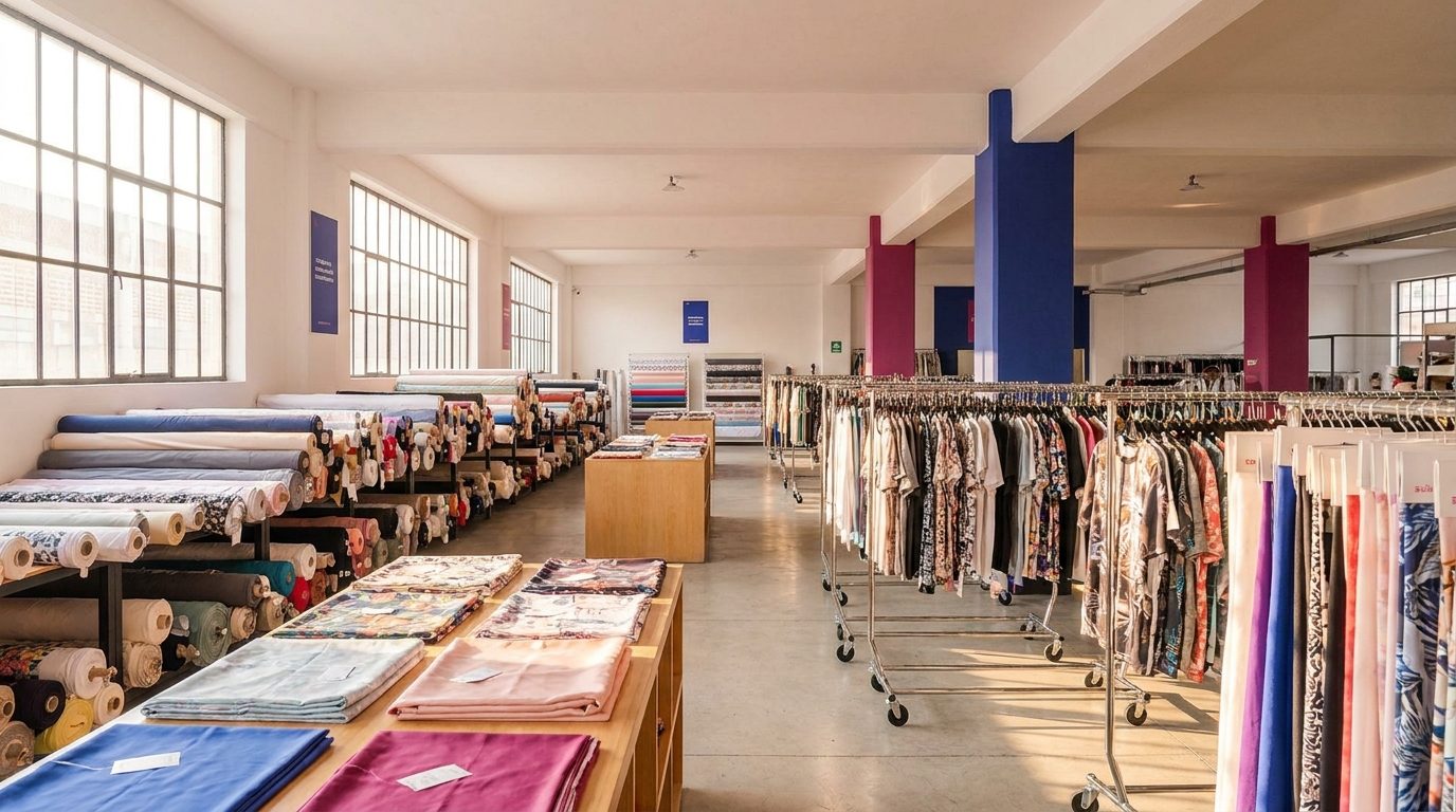 Textiles y prendas en el espacio comercial de La Grande